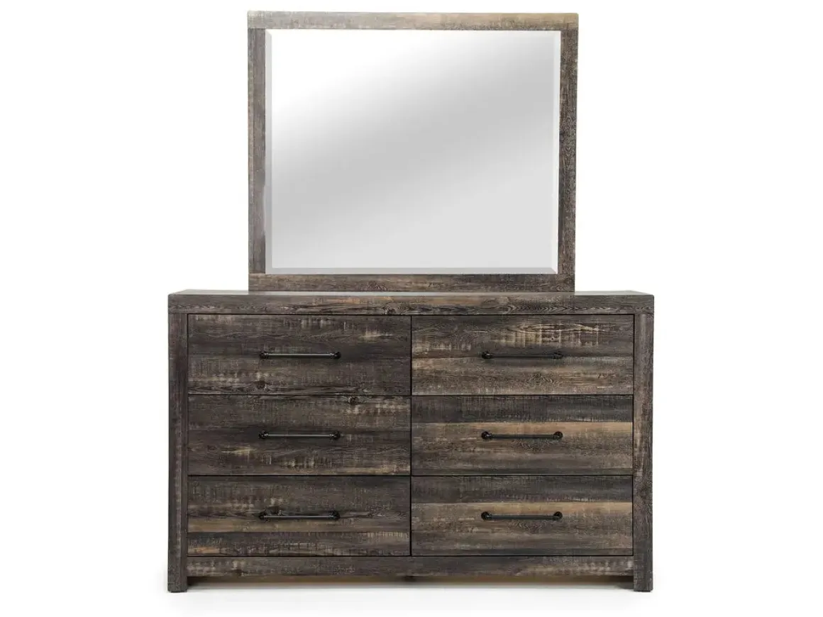 Dallas Panel Bed W/ Lights, Dresser, Mirror & Nightstand In White Wash, Twin