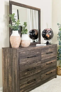 Dallas Panel Bed W/ Lights, Dresser, Mirror & Nightstand In White Wash, Twin