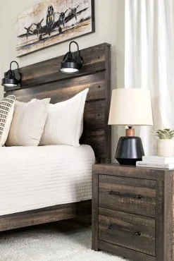 Dallas Panel Bed W/ Lights, Dresser, Mirror & Nightstand In White Wash, Twin