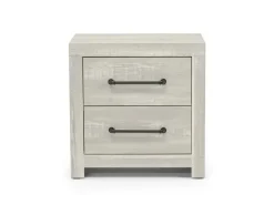 Dallas Panel Bed W/ Lights, Dresser, Mirror & Nightstand In White Wash, Twin