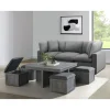 Dawson Coffee Table W/ 4 Storage Stools In Gray
