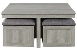 Dawson Coffee Table W/ 4 Storage Stools In Gray