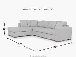 Dennon Sofa Chaise Sectional In Pebble, Right Facing
