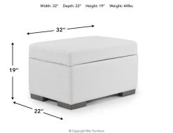 Dennon Storage Ottoman In Sea Salt