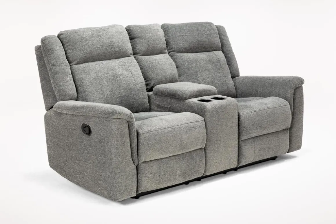 Derby Reclining Console Loveseat In Light Gray