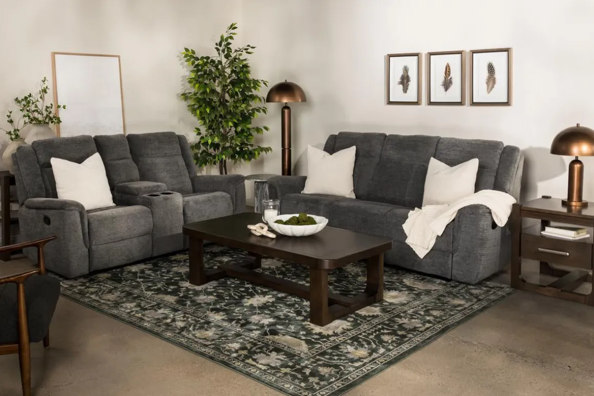 Derby Reclining Sofa & Console Loveseat In Gray