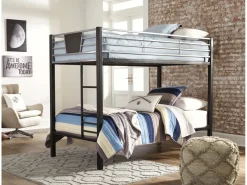 Dinsmore Bunk Bed In Black/Gray, Twin/Twin