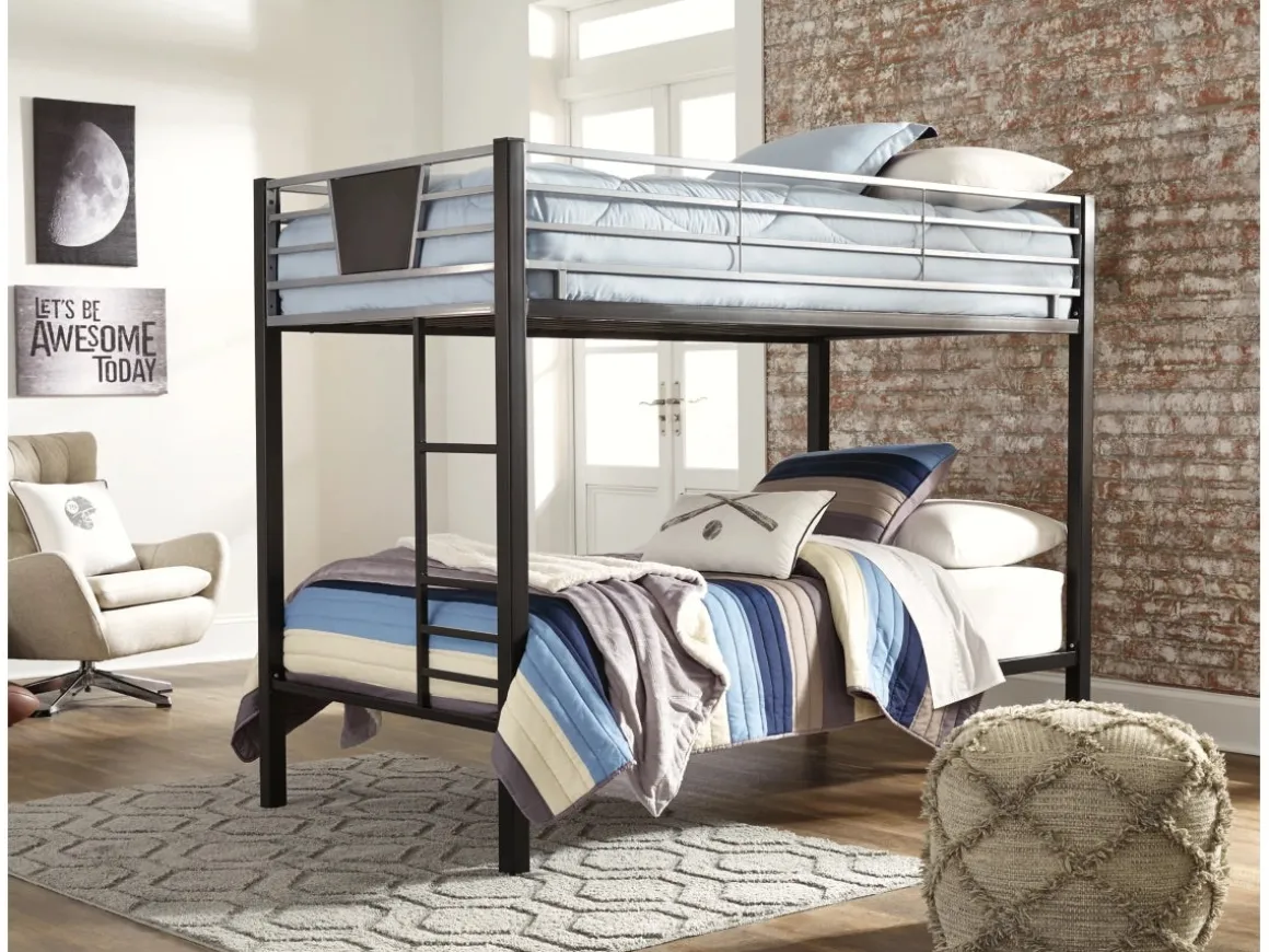 Dinsmore Bunk Bed In Black/Gray, Twin/Twin