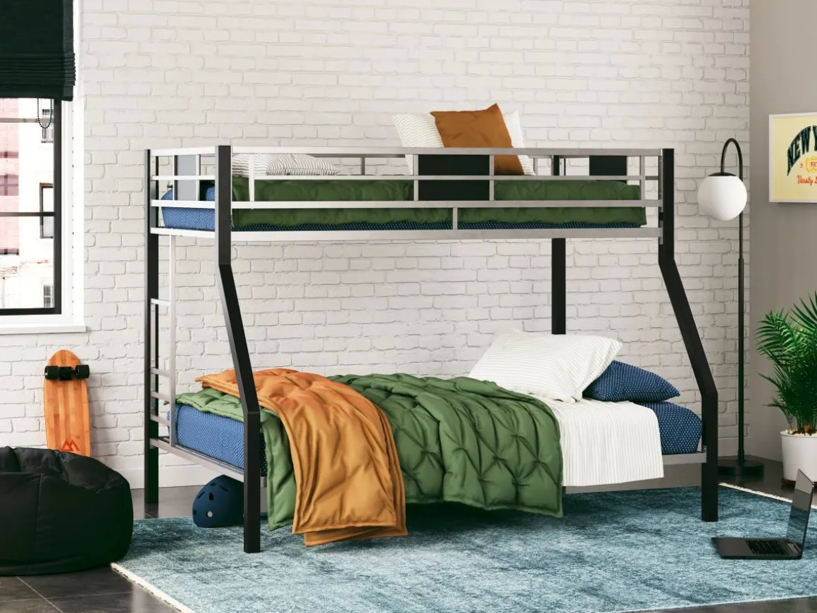 Dinsmore Bunk Bed In Black/Gray, Twin/Twin