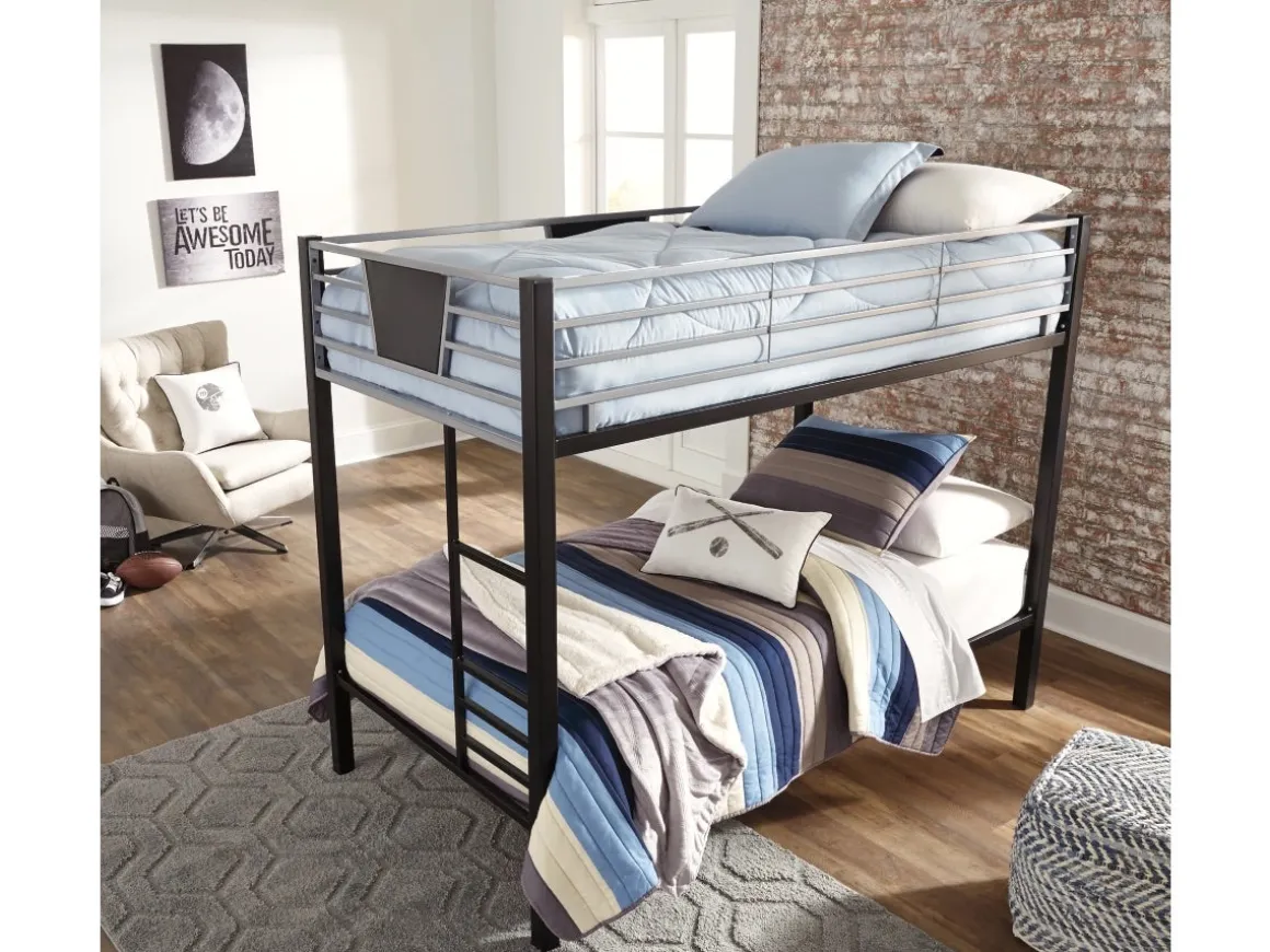 Dinsmore Bunk Bed In Black/Gray, Twin/Twin