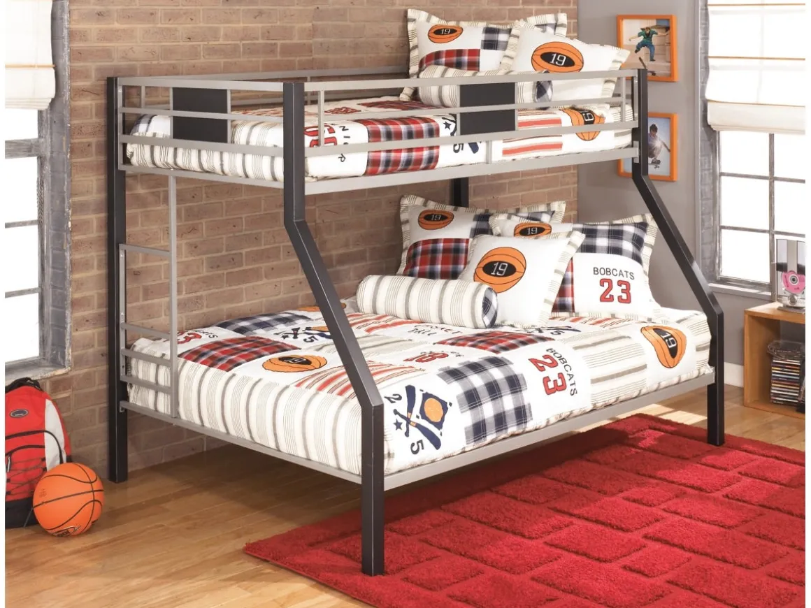 Dinsmore Bunk Bed In Black/Gray, Twin/Twin