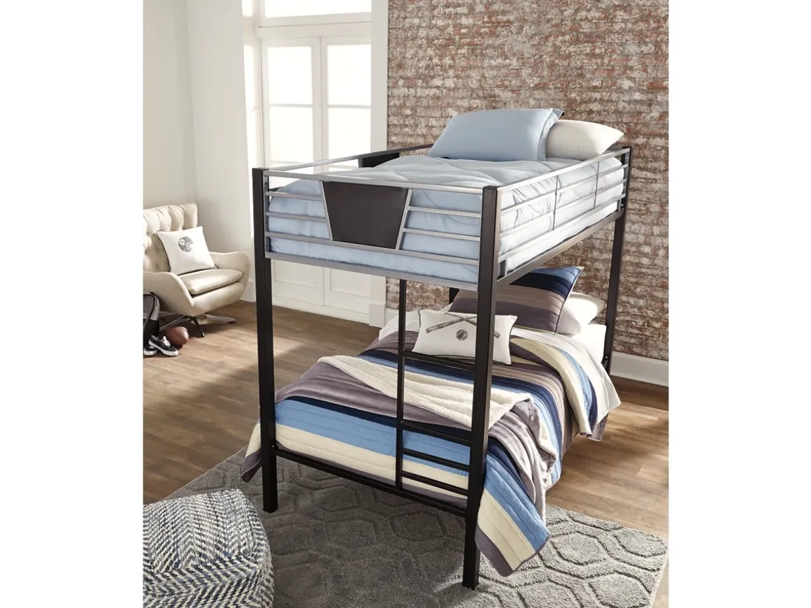 Dinsmore Bunk Bed In Black/Gray, Twin/Twin