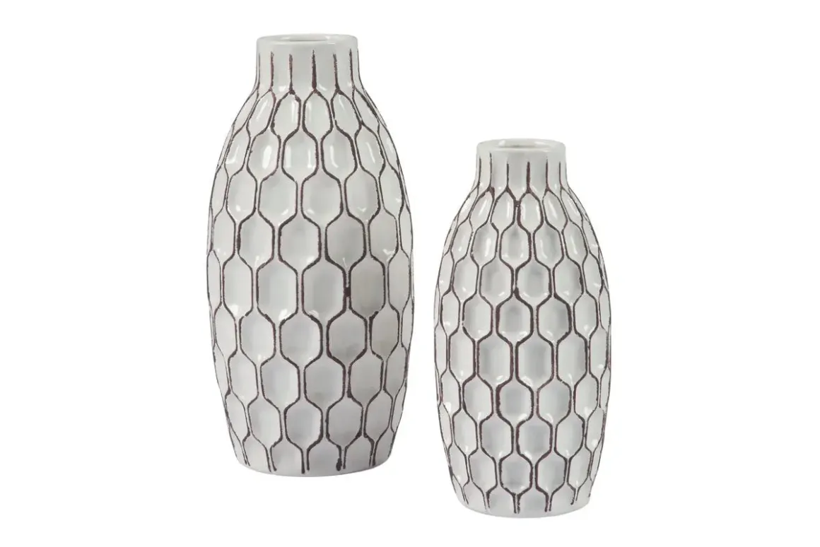 Dionna Vases In White, Set Of 2