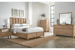 Dorsey Panel Bed, Dresser, Mirror & 2 Drawer Nightstand In Granola, Queen