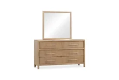 Dorsey Panel Bed, Dresser, Mirror & 2 Drawer Nightstand In Granola, Queen