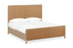 Dorsey Woven Panel Bed, Dresser, Mirror & Nightstand In Granola, Queen