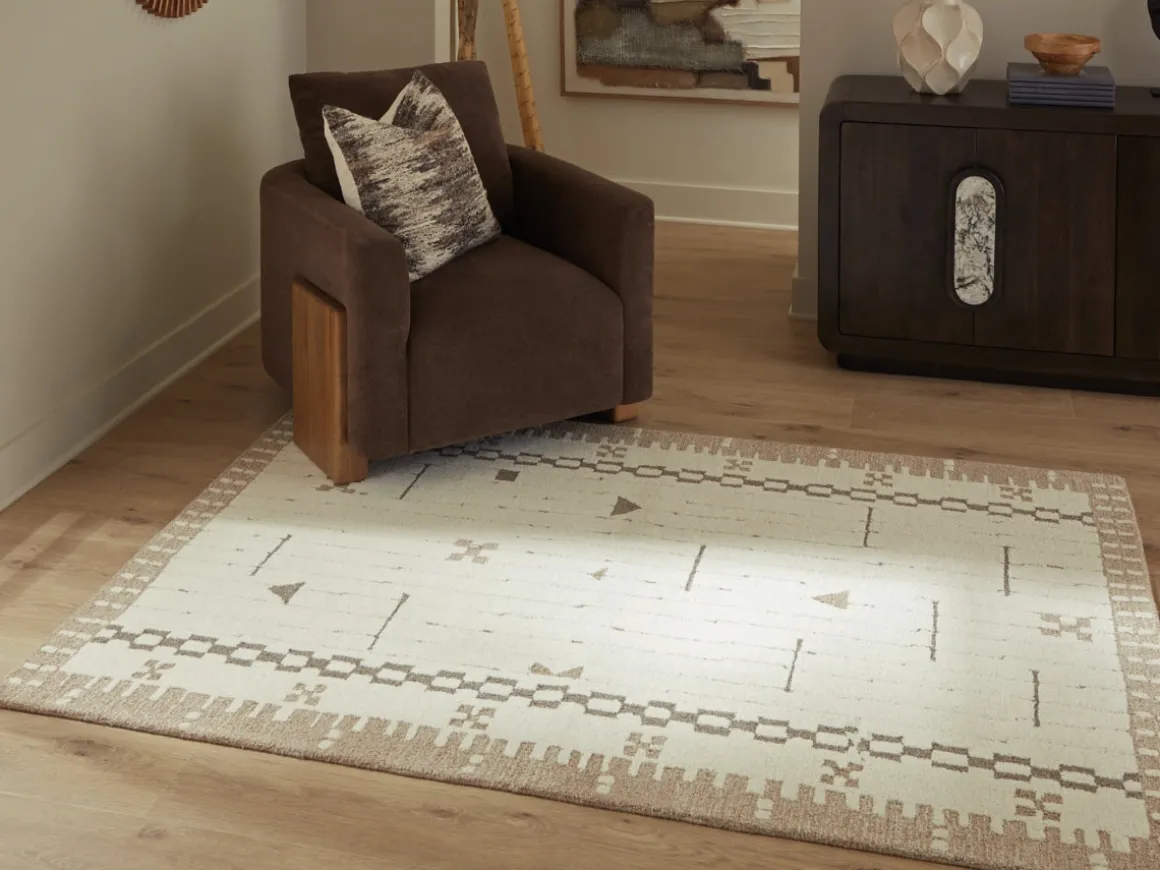 Dot Rug In Cream/Brown/Taupe, 8x10