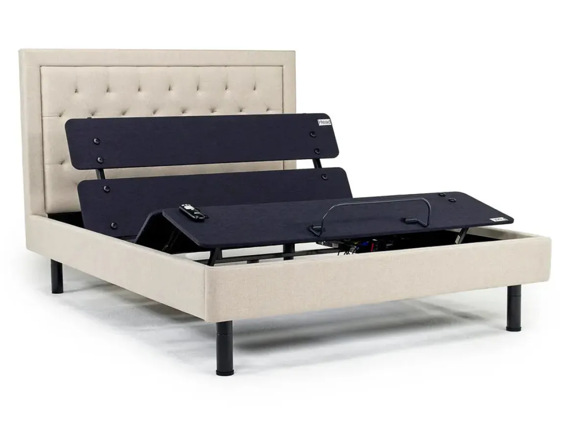 Duo Linen Adjustable Foundation Bed In Natural, Queen