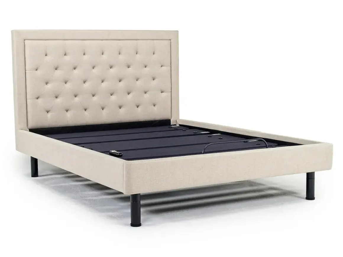 Duo Linen Adjustable Foundation Bed In Natural, Queen