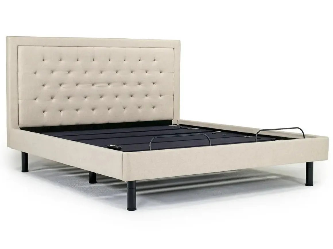 Duo Linen Adjustable Foundation Bed In Natural, Queen