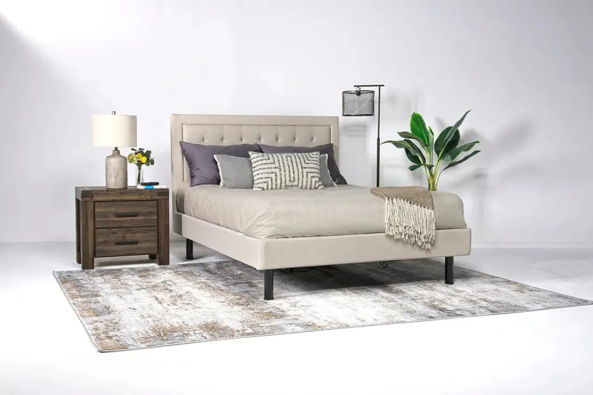 Duo Linen Adjustable Foundation Bed In Natural, Queen