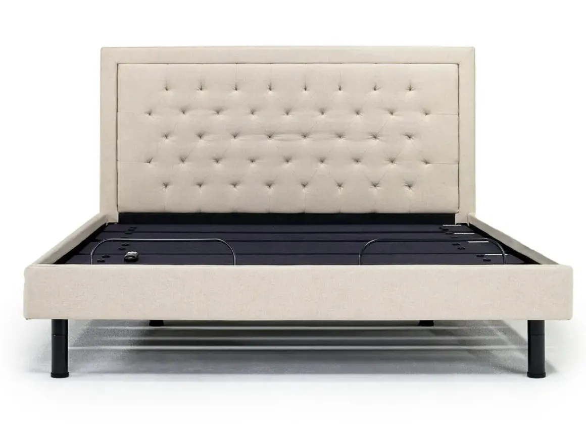 Duo Linen Adjustable Foundation Bed In Natural, Queen