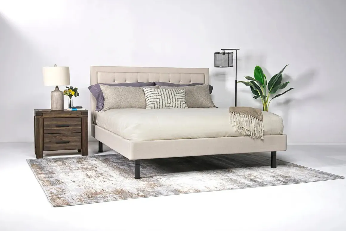 Duo Linen Adjustable Foundation Bed In Natural, Queen