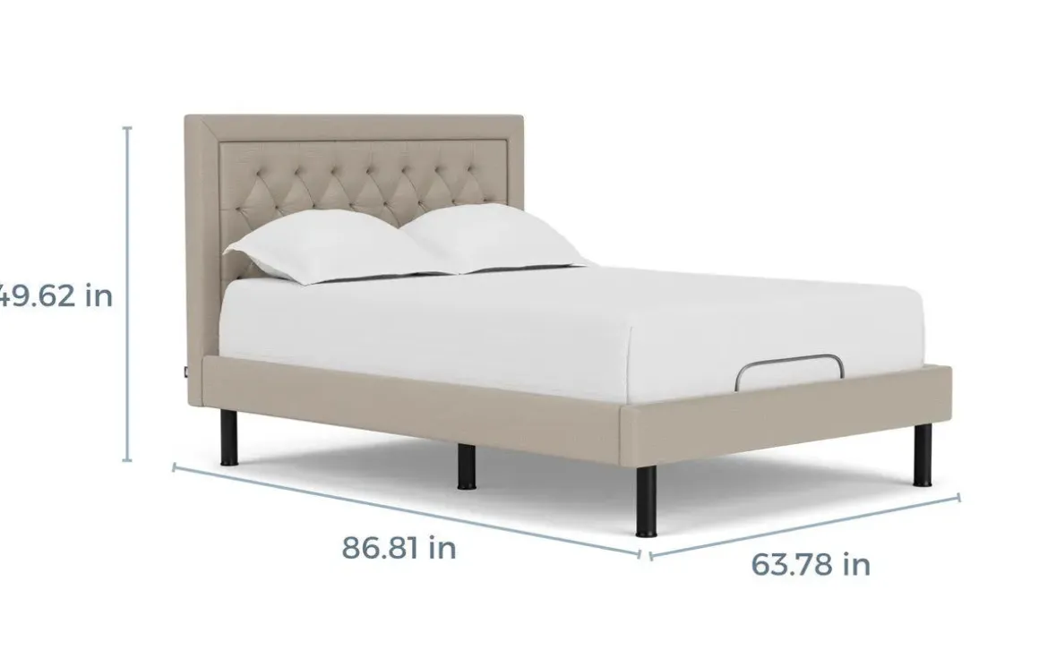 Duo Linen Adjustable Foundation Bed In Natural, Queen