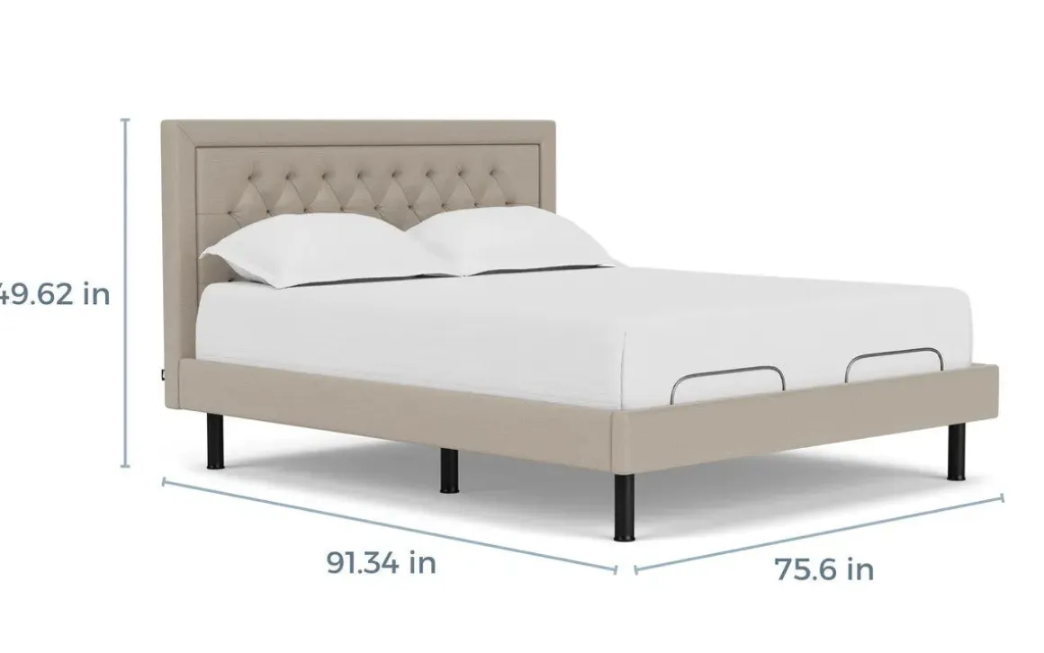 Duo Linen Adjustable Foundation Bed In Natural, Queen