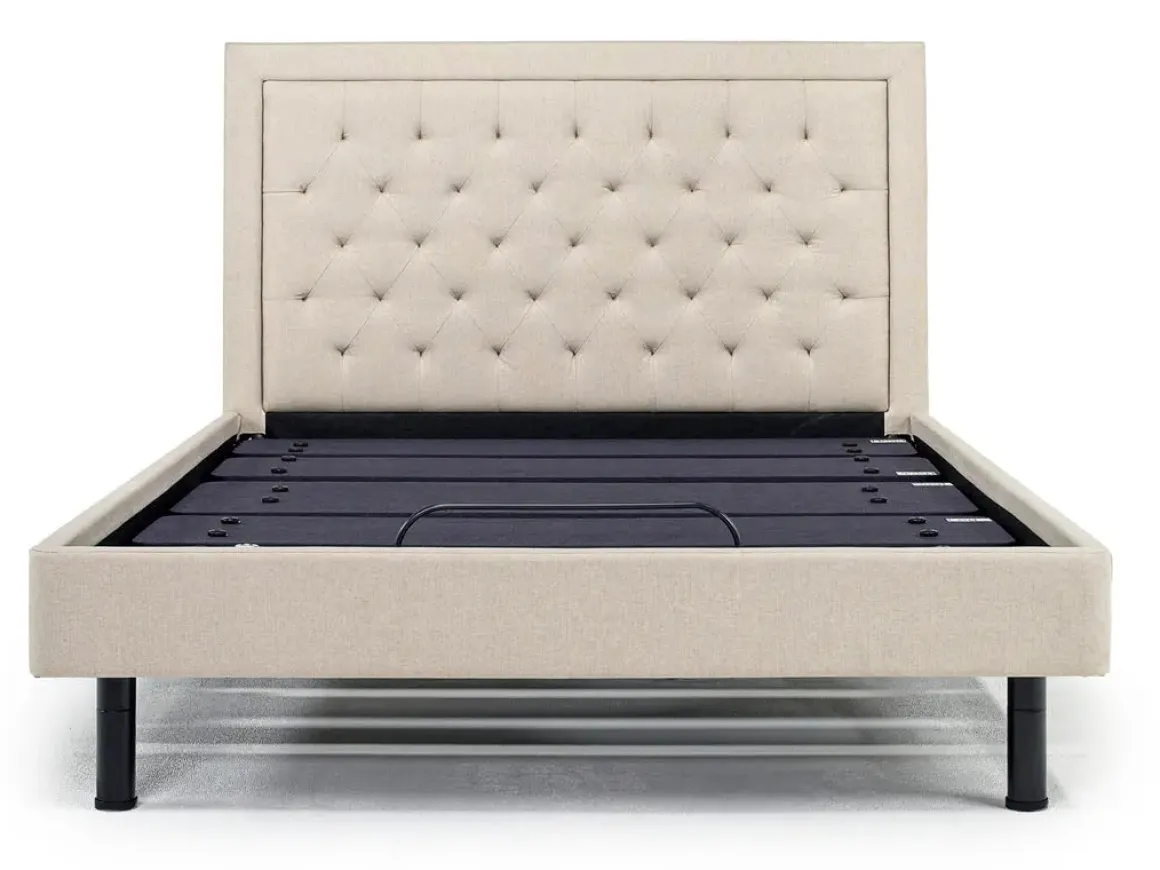 Duo Linen Adjustable Foundation Bed In Natural, Queen