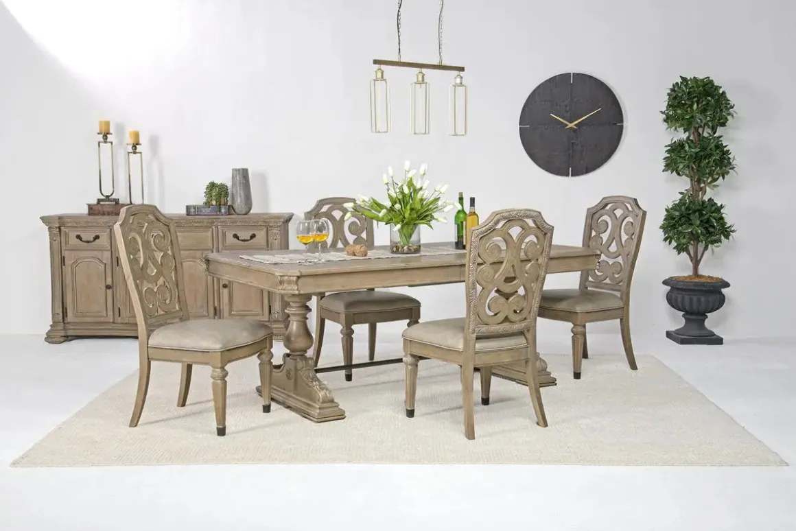 Durango Dining Table & 4 Side Chairs In Fawn