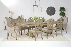 Durango Dining Table, 6 Chairs & 2 Arm Chairs In Fawn