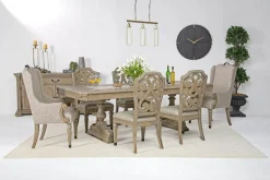 Durango Dining Table, 4 Side Chairs & 2 Arm Chairs In Fawn