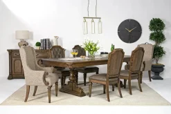 Durango Dining Table, 4 Side Chairs & 2 Arm Chairs In Fawn