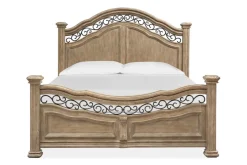 Durango Panel Bed, Dresser, Mirror & 3 Drawer Nightstand In Fawn, Queen