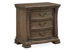 Durango Panel Bed, Dresser, Mirror & 3 Drawer Nightstand In Fawn, Queen
