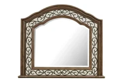 Durango Sleigh Bed, Dresser, Mirror & 3 Drawer Nightstand In Fawn, Queen