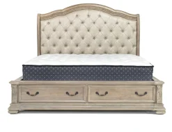 Durango Sleigh Bed, Dresser, Mirror & 3 Drawer Nightstand In Fawn, Queen