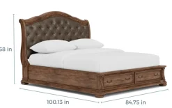 Durango Upholstered Sleigh Bed W/ Storage In Fawn, Queen