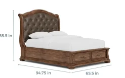 Durango Upholstered Sleigh Bed W/ Storage In Fawn, Queen