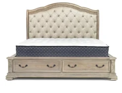 Durango Upholstered Sleigh Bed W/ Storage In Fawn, Queen