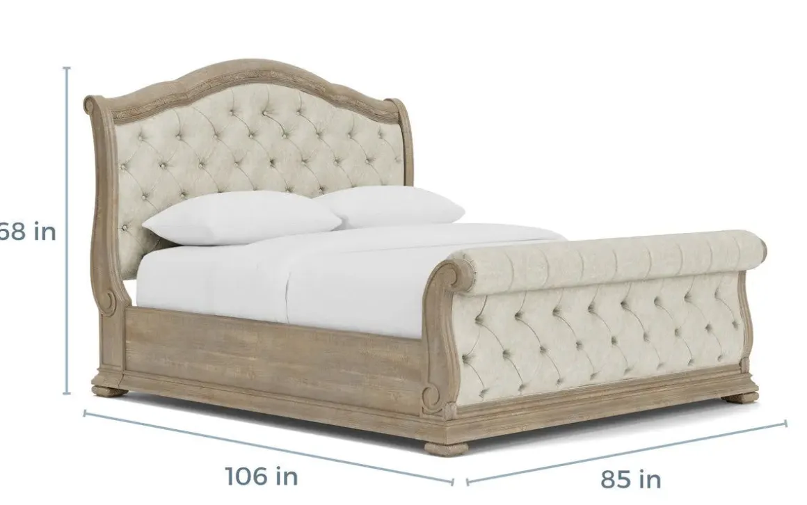 Durango Upholstered Sleigh Bed In Fawn, Queen