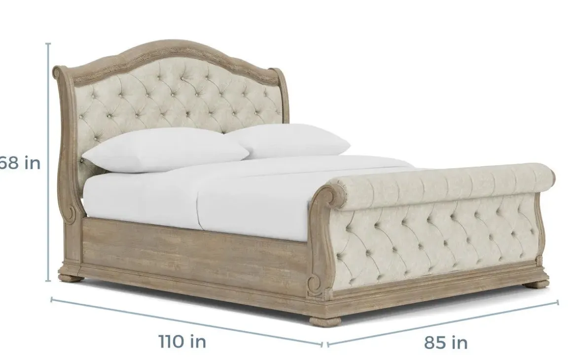 Durango Upholstered Sleigh Bed In Fawn, Queen