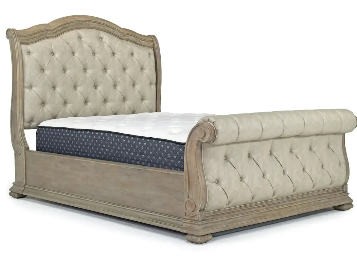 Durango Upholstered Sleigh Bed In Fawn, Queen