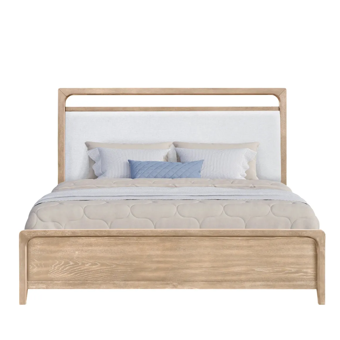 Easton Upholstered Bed, Dresser, Mirror & Nightstand In Natural, Ca King