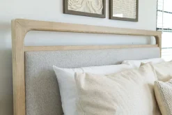 Easton Upholstered Bed, Dresser, Mirror & Nightstand In Natural, Ca King