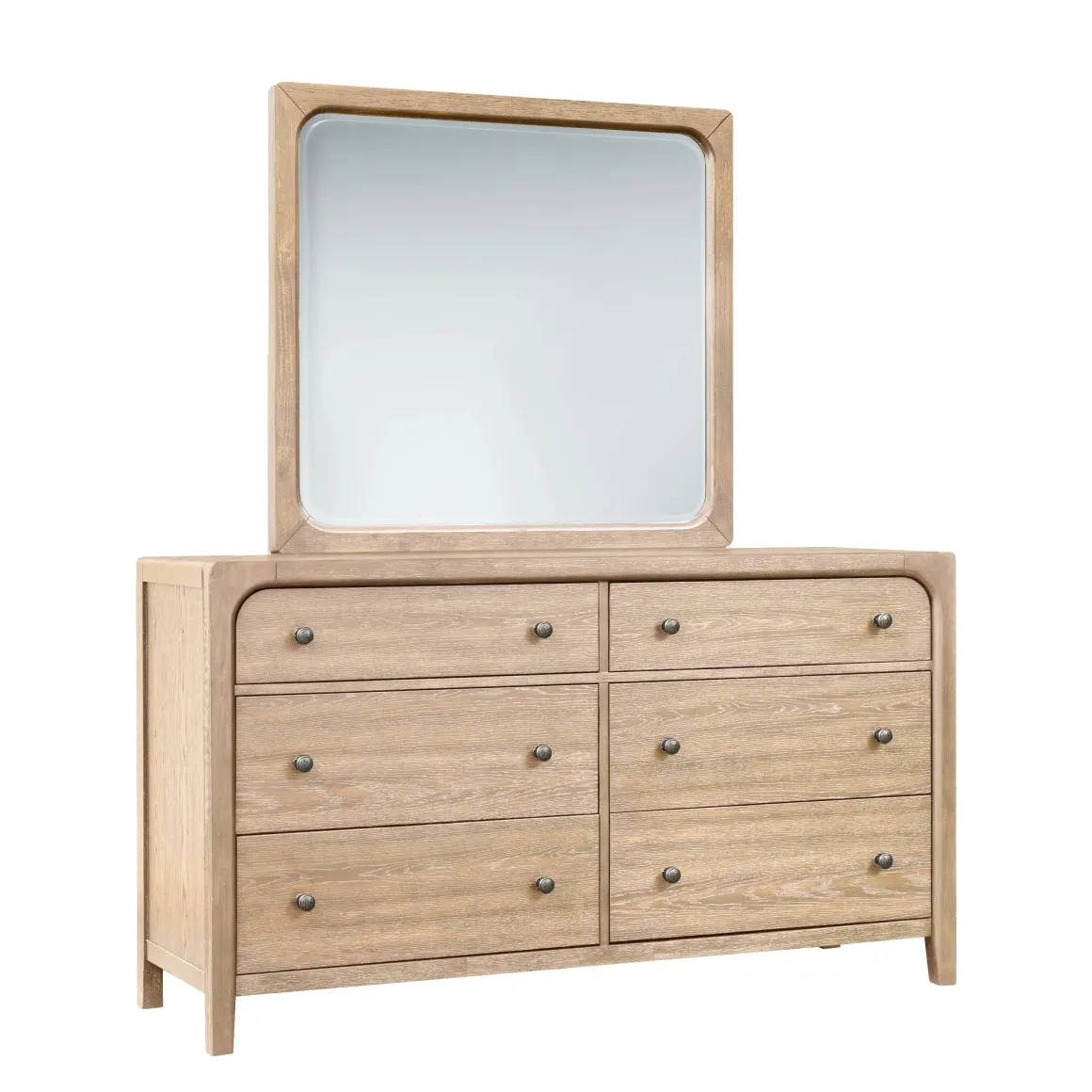 Easton Upholstered Bed, Dresser, Mirror & Nightstand In Natural, Ca King