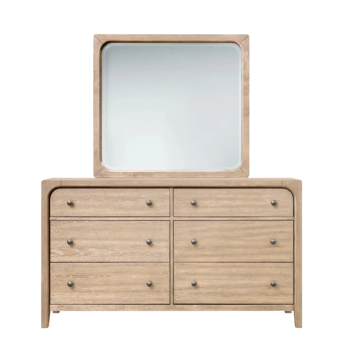 Easton Upholstered Bed, Dresser, Mirror & Nightstand In Natural, Ca King