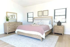 Easton Upholstered Bed, Dresser, Mirror & Nightstand In Natural, Ca King