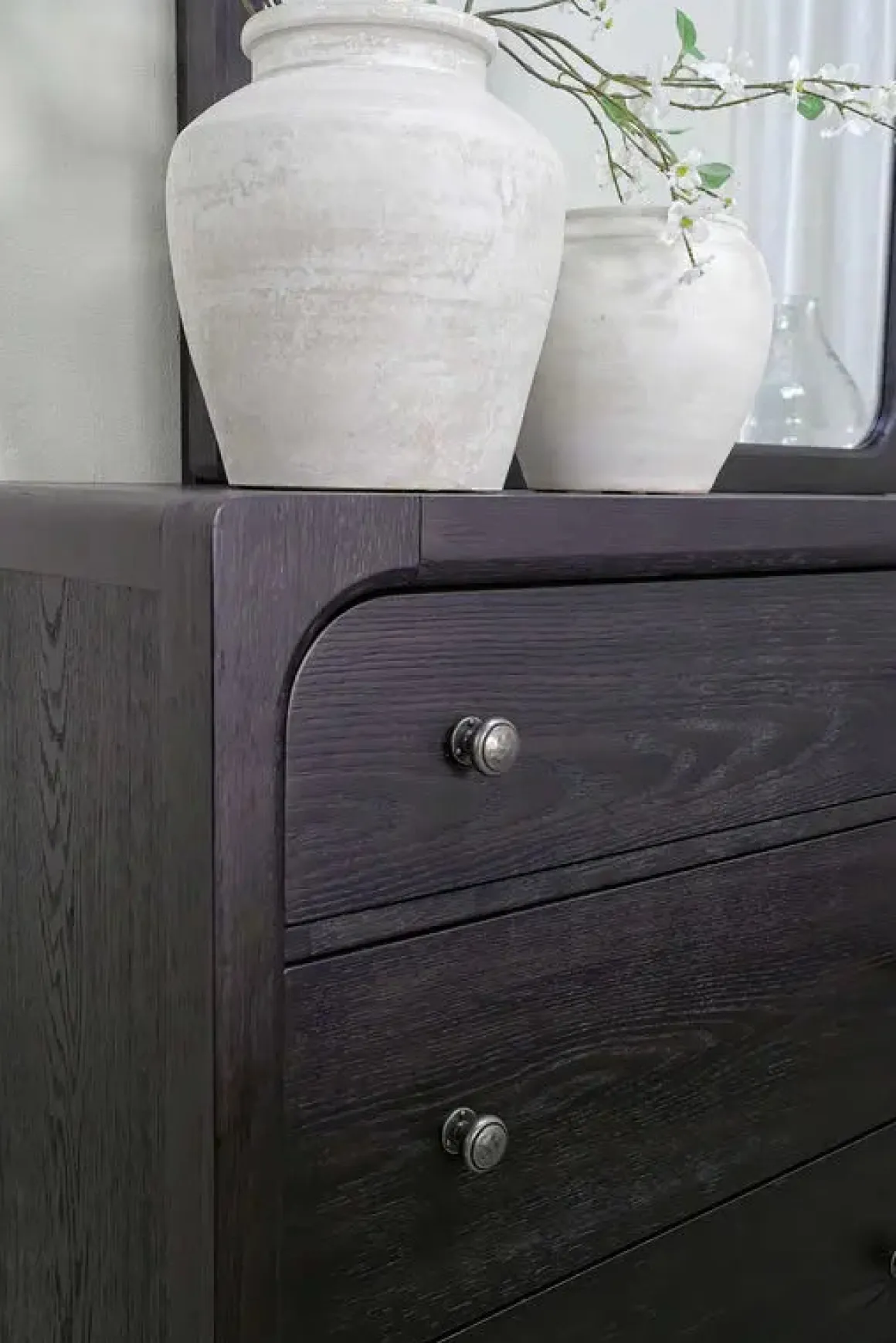 Easton Upholstered Bed, Dresser, Mirror & Nightstand In Natural, Ca King